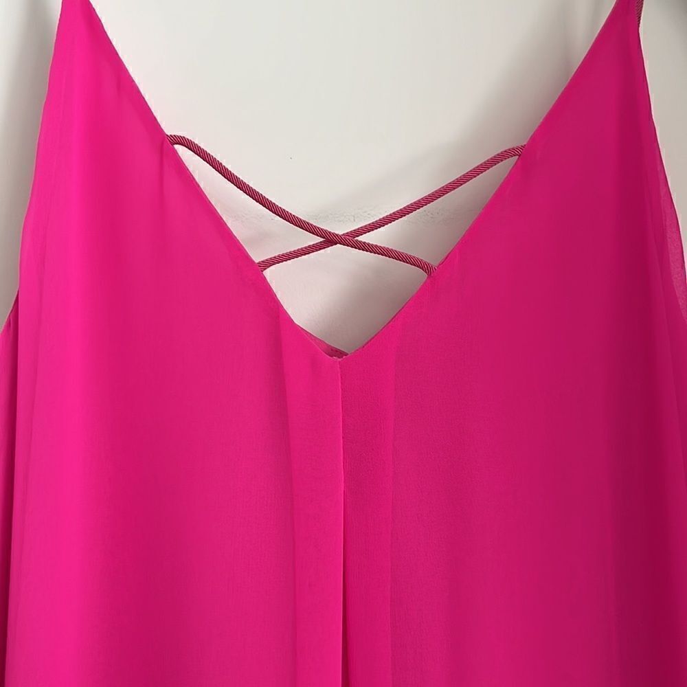 Muse Fuscia Hot Pink Maxi Slip Dress Spaghetti Straps Lined Bodice SZ 14 - Picture 7 of 13
